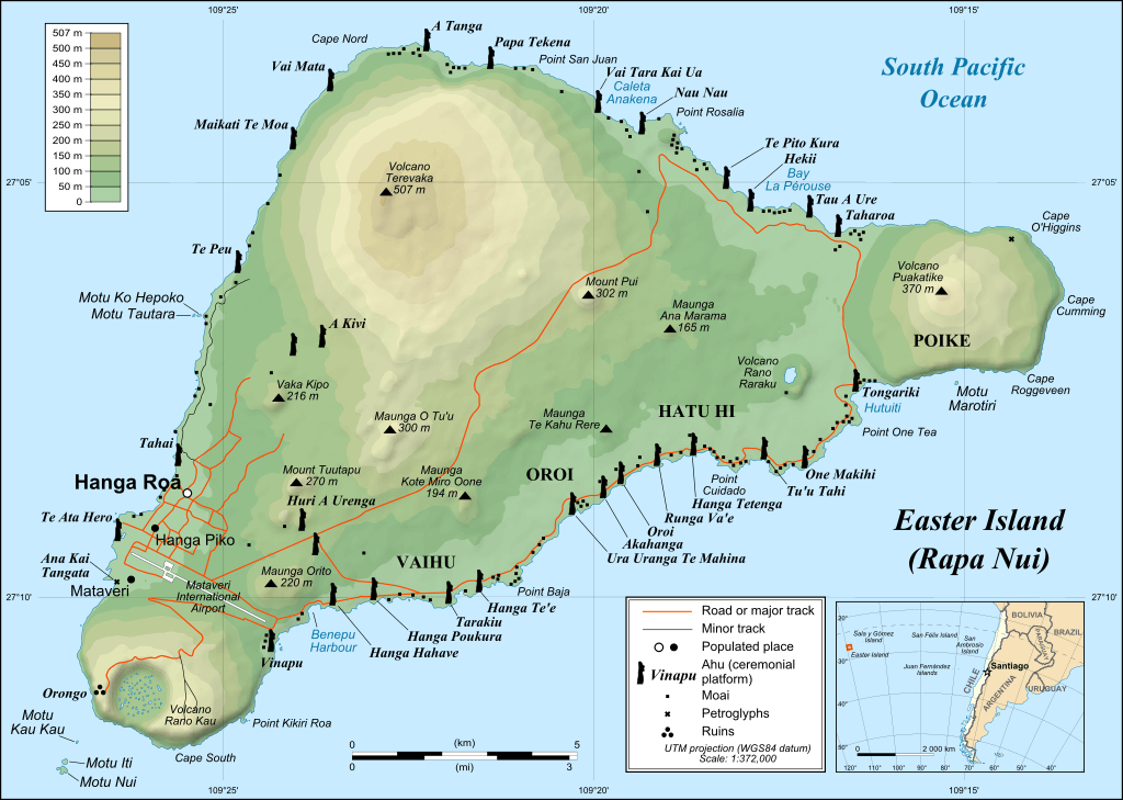 Χάρτης του Νησιού του Πάσχα (πηγή: Wikimedia Commons/Eric Gaba)