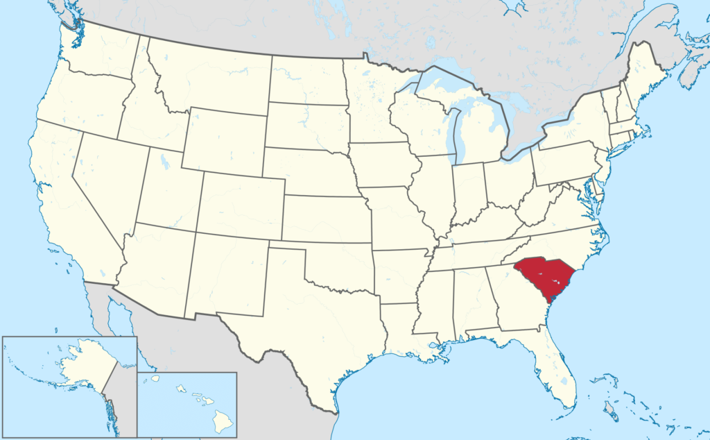 Χάρτης Νότιας Καρολίνα