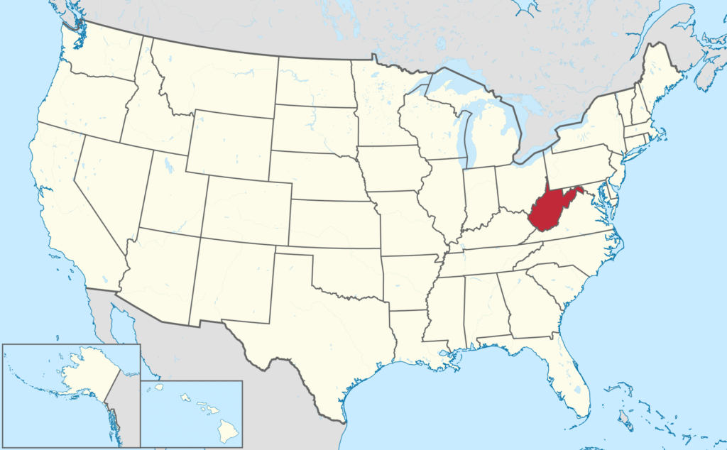 Χάρτης Δυτικής Βιρτζίνια