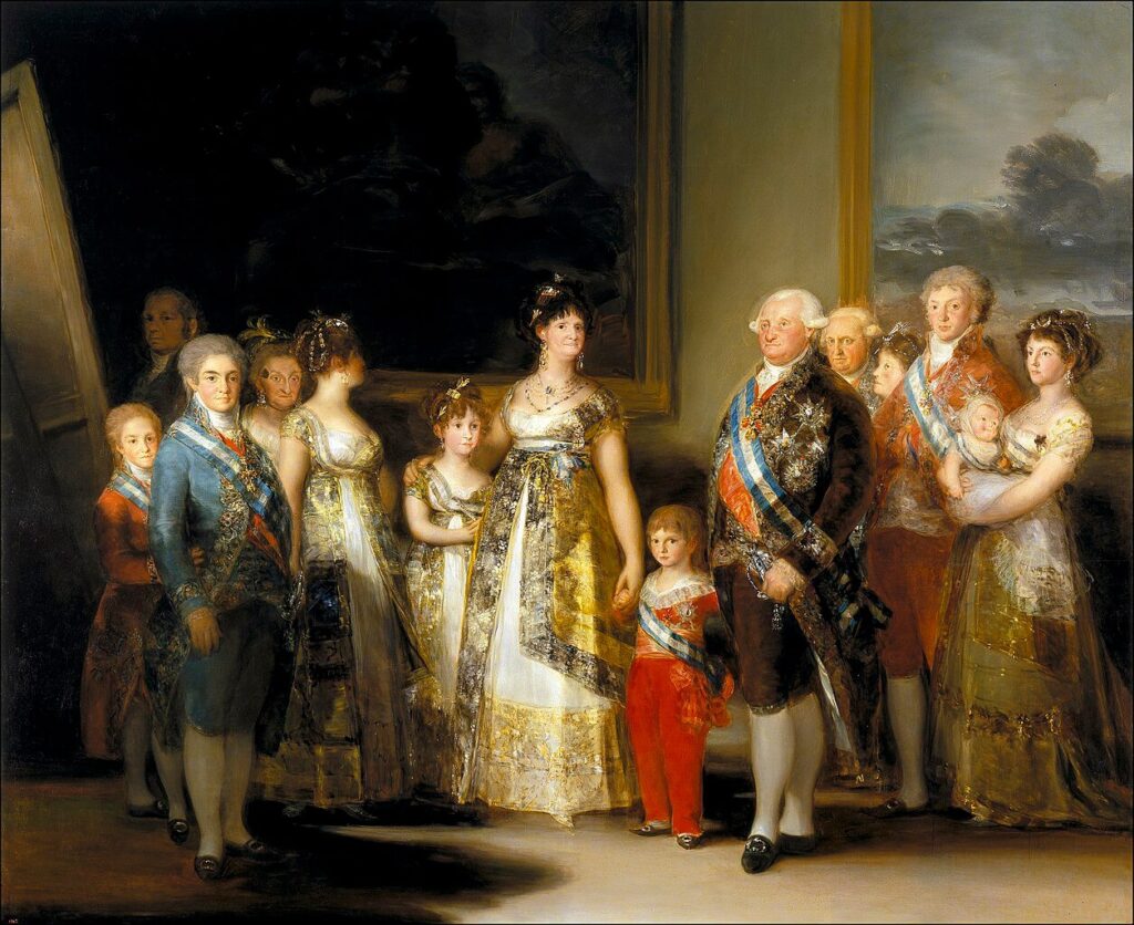 Ο βασιλιάς της Ισπανίας Κάρολος Δ΄ και η οικογένειά του σε πίνακα του Φρανθίσκο Γκόγια γύρω στο 1800 (Μουσείο Πράδο, Μαδρίτη)