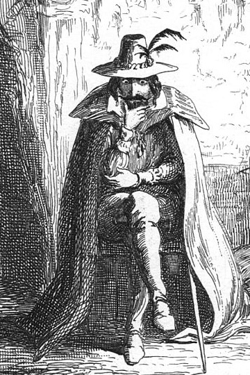 Η εικονογράφηση του Γκάι Φωκς του Τζορτζ Κρούικσανκ, που δημοσιεύτηκε στο μυθιστόρημα του Γουίλιαμ Χάρισον Άινσγουορθ το 1840, Guy Fawkes (πηγή: wikipedia)