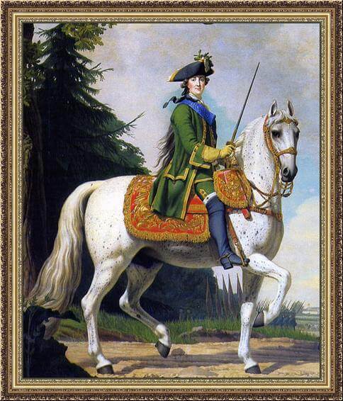 Το πορτραίτο της Μεγάλης Αικατερίνης με τη στολή αξιωματικού του ρωσικού στρατού, έργο του Vigilius Eriksen (1762) (πηγή: Wikimedia Commons)