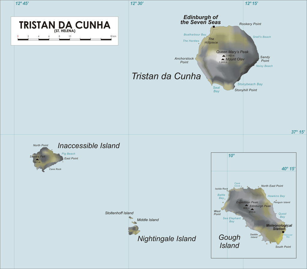 Εδώ οι καλοί χάρτες: Αρχιπέλαγος Τριστάν Ντα Κούνια (πηγή: wikipedia)