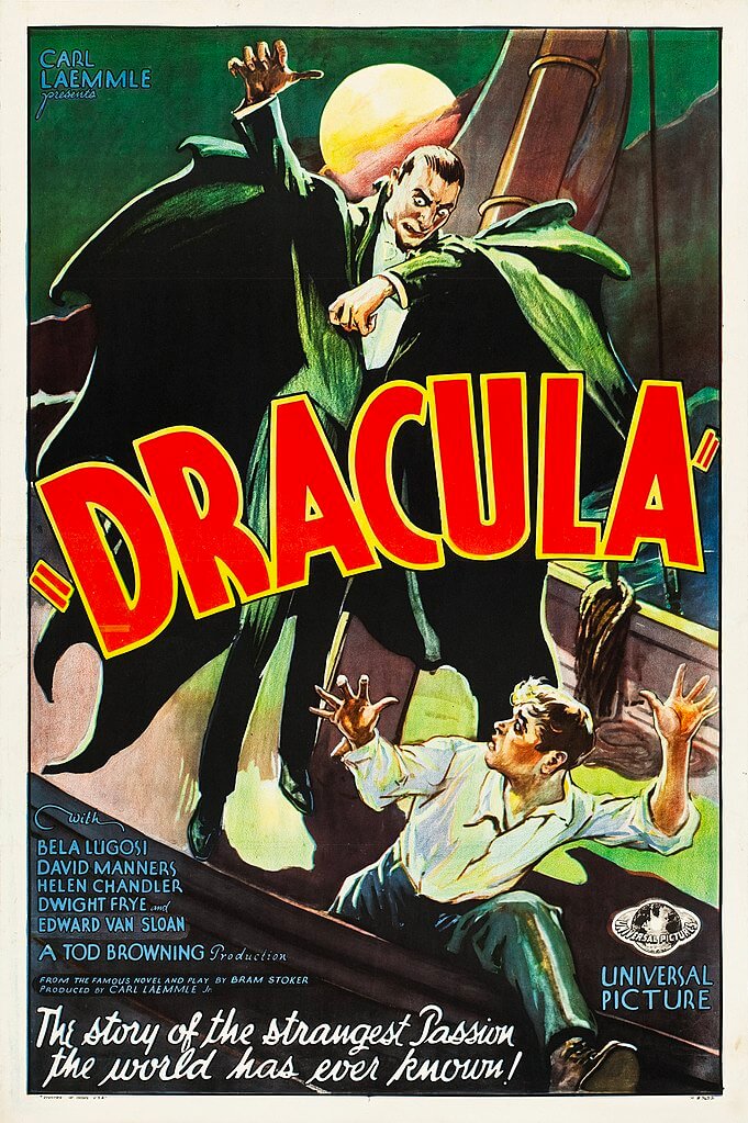 Η αφίσα της ταινίας Dracula του 1931 με τον Μπέλα Λουγκόζι στον ομώνυμο ρόλο (πηγή: Wikimedia Commons)