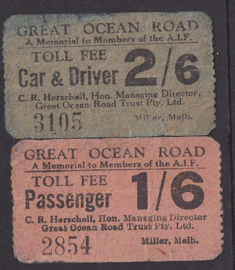 Εισιτήρια για τα διόδια γύρω στο 1930 (πηγή: wikipedia)
