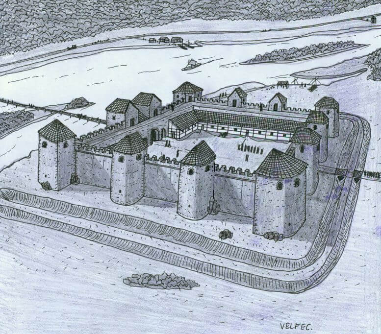 Σχέδιο του υστερορωμαϊκού φρουρίου Contra Aquincum που βρισκόταν στα περίχωρα της σημερινής Βουδαπέστης (πηγή: Wikimedia Commons)