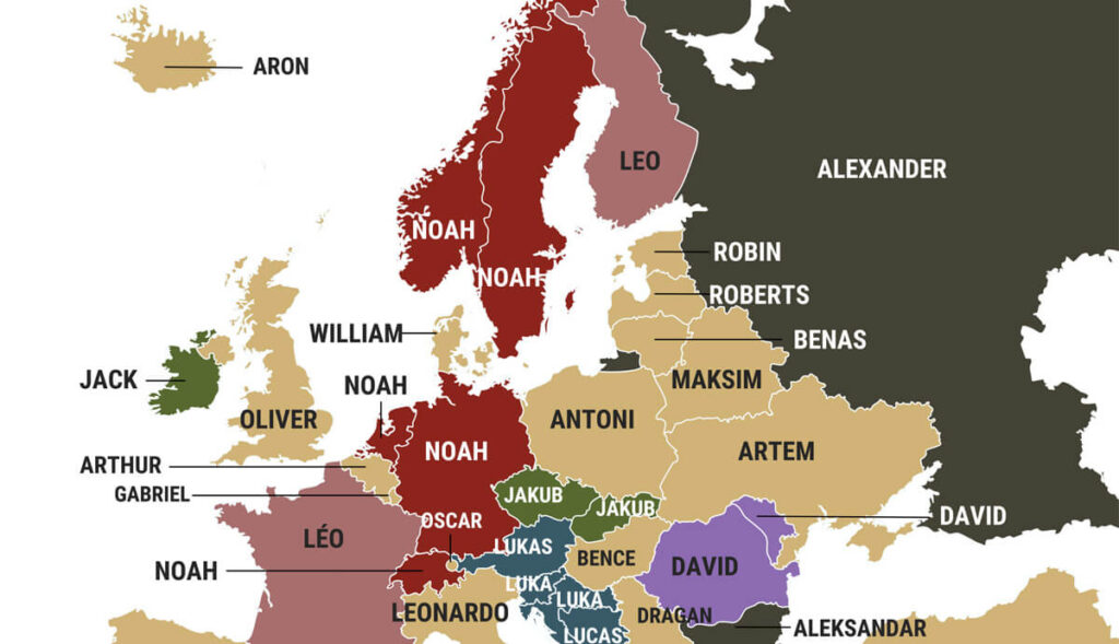 Χάρτης: Τα πιο συχνά ανδρικά ονόματα στην Ευρώπη