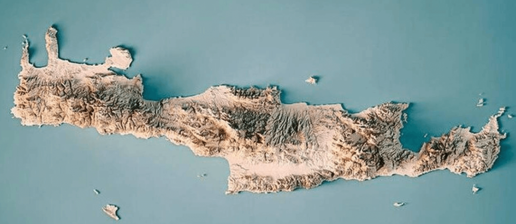 Γεωφυσικός 3δ χάρτης της Κρήτης (πηγή: parallaximag.gr)