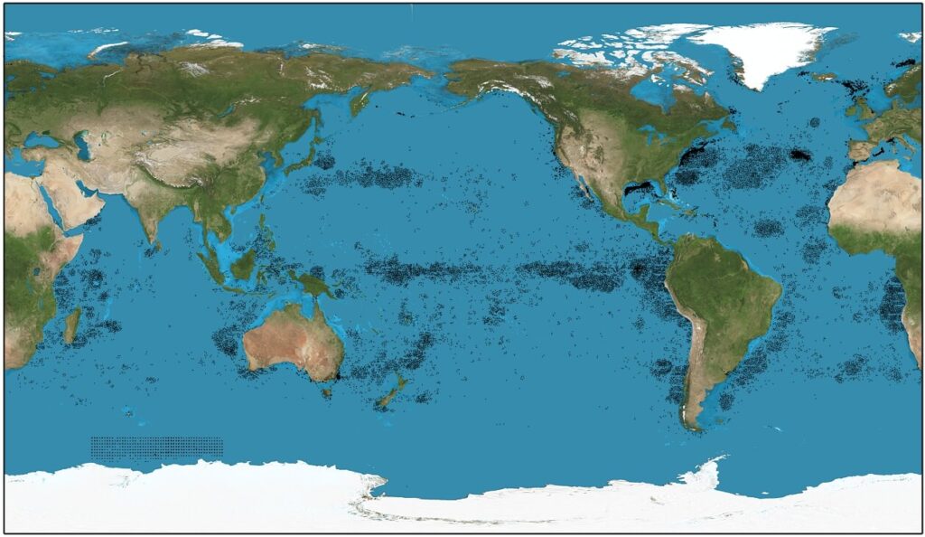 Παγκόσμια Κατανομή πληθυσμού Φυσητήρων (πηγή: wikipedia)