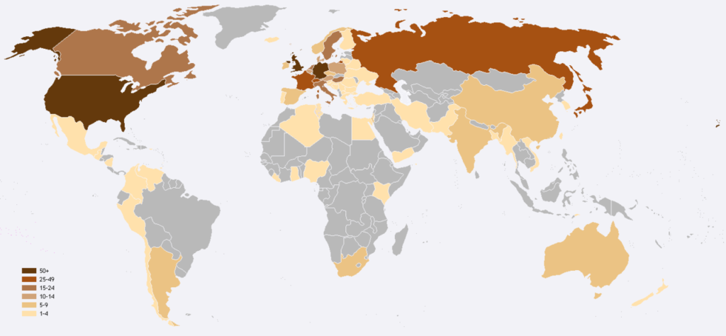 Χάρτης των νομπελίστων ανά χώρα