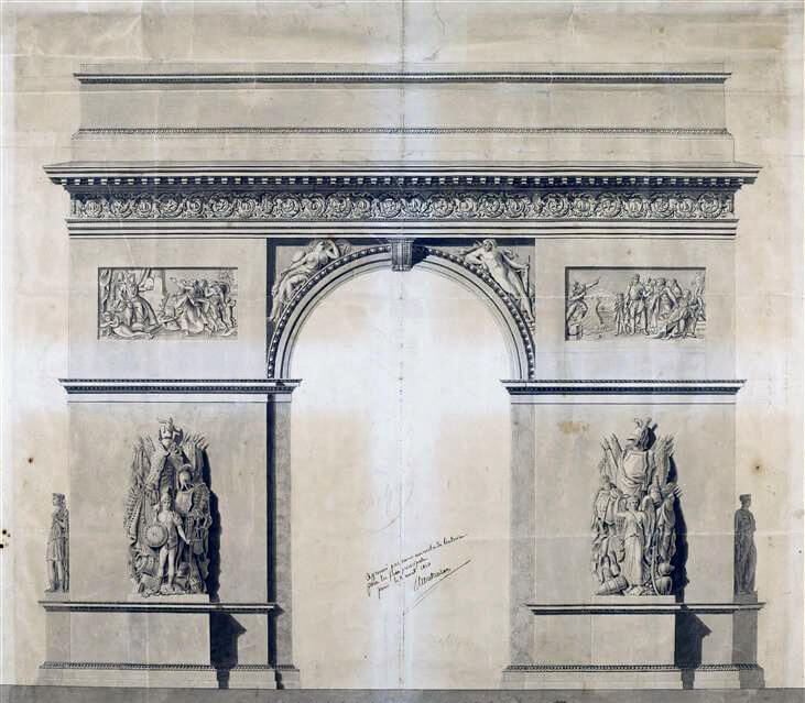 Σχέδιο του Ζαν Σαλγκρέν για την αψίδα το 1806 (φωτ. Wikimedia Commons/public domain)