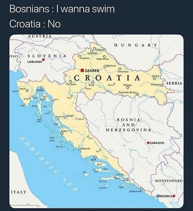 Κλασικό γεωγραφικό meme για τη Βοσνία και την Κροατία